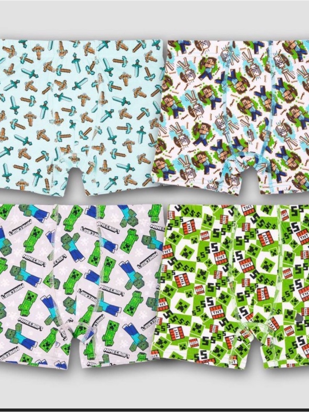 Boys' Minecraft 4pk Cotton Stretch Boxer
Briefs
